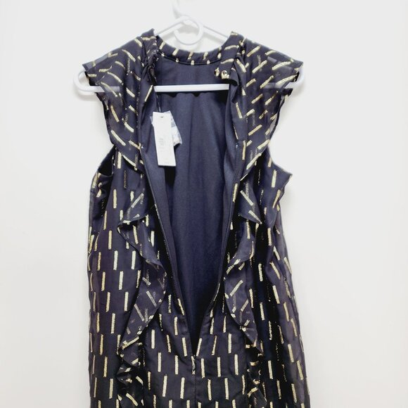 WorthingtoMid Dress Womens Sleeveless Black Metallic Ruffle Size 6 - Picture 8 of 14